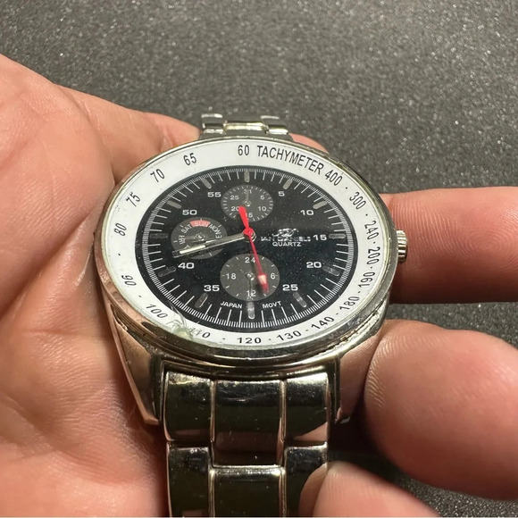 Ian Daniels Mens Quartz Wrist Watch Silver Tone Working Cracked Glass - Picture 7 of 11